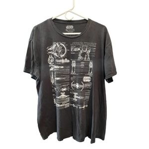 Star Wars Vintage Millennium Falcon Fighter Diagram Schematic  Shirt- 2XL